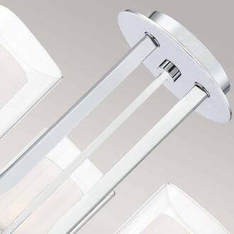 Kolt IP44 plafondlamp met dubbele glazen kappen chroom, helder, wit