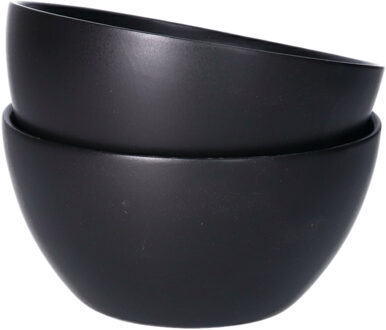 Kom - 2x - aardewerk - zwart - stapelbaar - D14 x 7.5 cm - schaaltje