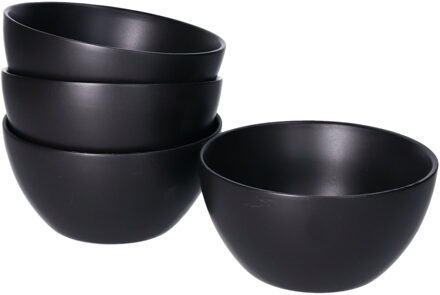 Kom - 4x - aardewerk - zwart - stapelbaar - D14 x 7.5 cm - schaaltje