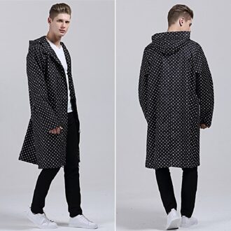 Kom Big Size Xxl Mannen Lichtgewicht Poncho Zwart Met Dot Waterdichte Lange Jas Regenjas Volwassenen Outdoor Regenkleding