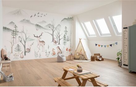 Komar Fotobehang Bosdieren - Wit - 2,50m X 350cm