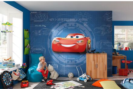 Komar Fotobehang - Cars 3 Blueprint 368x254cm - Papierbehang Multikleur