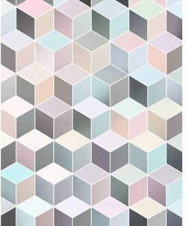Komar Fotobehang - Cubes Pastel 200x250cm - Vliesbehang Multikleur