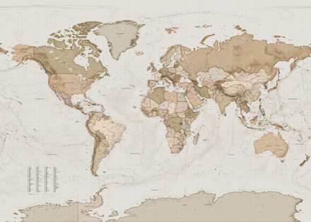 Komar Fotobehang - Earth Map 350x250cm - Vliesbehang Multikleur