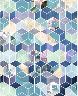 Komar Fotobehang - Geometric Blue 200x250cm - Vliesbehang Multikleur