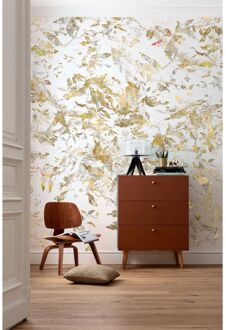 Komar Fotobehang - Golden Feathers 300x280cm - Vliesbehang Multikleur