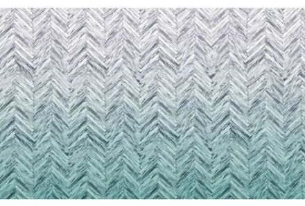 Komar Fotobehang - Herringbone Mint 400x250cm - Vliesbehang Multikleur