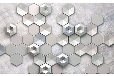 Komar Fotobehang - Hexagon Concrete 400x250cm - Vliesbehang Multikleur