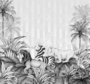 Komar Fotobehang - Lion King Monochrome 300x280cm - Vliesbehang Multikleur