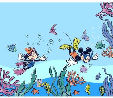 Komar Fotobehang Mickey & Minnie Mouse Blauw - 3 X 2,50 M - 612779