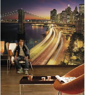 Komar Fotobehang - NYC Lights National Geographic 368x254cm - Papierbehang Multikleur