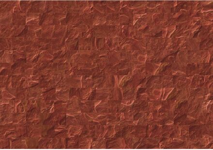 Komar Fotobehang - Red Slate Tiles 400x280cm - Vliesbehang Multikleur