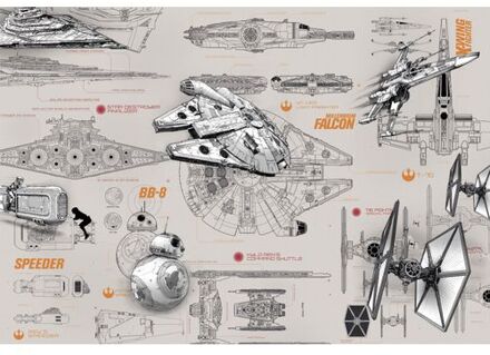 Komar Fotobehang - Star Wars Blueprints 368x254cm - Papierbehang Multikleur