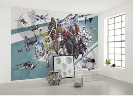 Komar Fotobehang - Star Wars Cartoon Collage Wide 400x280cm - Vliesbehang Multikleur