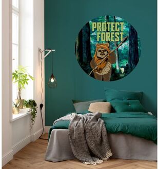 Komar Fotobehang - Star Wars Protect the Forest 125x125cm - Rond - Vliesbehang - Zelfklevend Multikleur