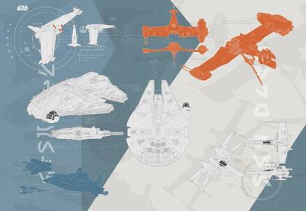 Komar Fotobehang - Star Wars Technical Plan 368x254cm - Papierbehang Multikleur