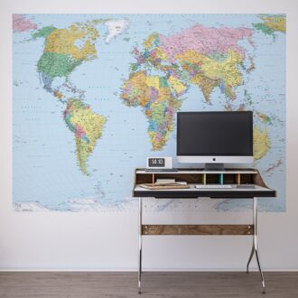 Komar Fotobehang World Map 254x188 cm Multikleur