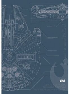 Komar Poster Star Wars Blueprint Falcon Donkerblauw - 50 X 70 Cm - 610271