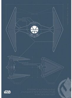 Komar Poster Star Wars Blueprint Sith Tie-fighter Donkerblauw - 50 X 70 Cm - 610274