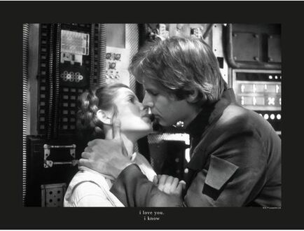 Komar Poster Star Wars Classic Leia Han Kiss Quote Zwart Wit - 40 X 30 Cm - 610251