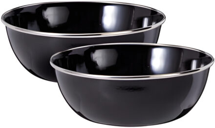 Kommenset - 2x stuks - zwart - 15 x 5 cm - schaaltjes