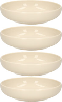 Kommetje/schaaltje - 4x - Dessert/ontbijt - Kunststof - D16 cm - beige