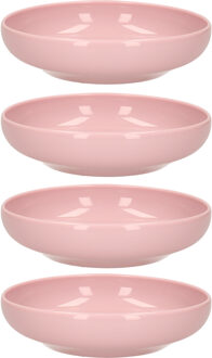 Kommetje/schaaltje - 4x - Dessert/ontbijt - Kunststof - D16 x 4 cm - pastel roze