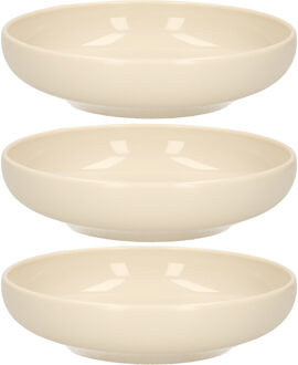 Kommetje/schaaltje - 6x - Dessert/ontbijt - Kunststof - D16 cm - beige