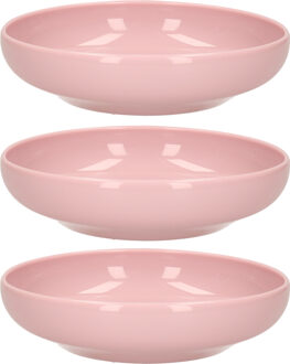 Kommetje/schaaltje - 6x - Dessert/ontbijt - Kunststof - D16 x 4 cm - pastel roze