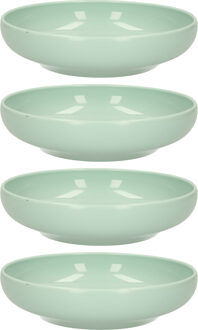 Kommetje/schaaltje - 8x - Dessert/ontbijt - Kunststof - D16 x 4 cm - mintgroen
