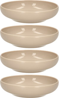 Kommetje/schaaltje - 8x - Dessert/ontbijt - Kunststof - D16 x 4 cm - taupe