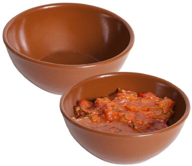 Kommetje/serveer schaaltje - 2x - ontbijt/hapjes - Spaans terracotta - stapelbaar - 18 x 7 cm