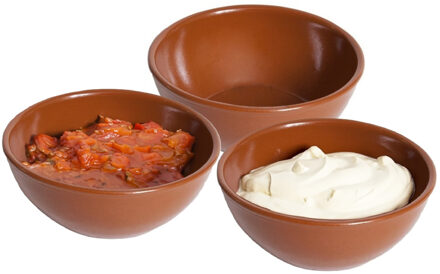 Kommetje/serveer schaaltje - 6x - ontbijt/hapjes - Spaans terracotta - stapelbaar - 15 x 6 cm