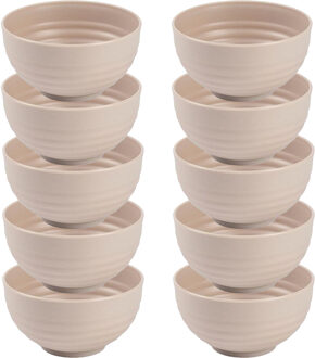 Kommetjes - 10x - schaaltjes - Dessert en ontbijt - Kunststof - D13 cm - Beige