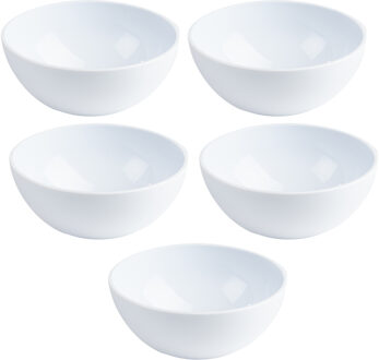 Kommetjes - 10x - Schaaltjes - wit - kunststof - 12 x 5 cm - voor dessert en ontbijt