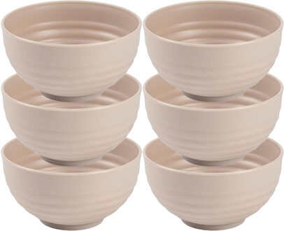 Kommetjes - 6x - schaaltjes - Dessert en ontbijt - Kunststof - D13 cm - Beige