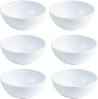 Kommetjes - 6x - Schaaltjes - wit - kunststof - 12 x 5 cm - voor dessert en ontbijt - 4