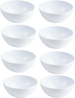 Kommetjes - 8x - Schaaltjes - wit - kunststof - 12 x 5 cm - voor dessert en ontbijt - 4