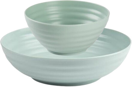 Kommetjes/schaaltjes - 12x stuks - Dessert/ontbijt - Kunststof - Mintgroen
