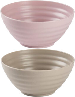 Kommetjes/schaaltjes - 12x stuks - dessert/ontbijt - kunststof - Oudroze/Taupe