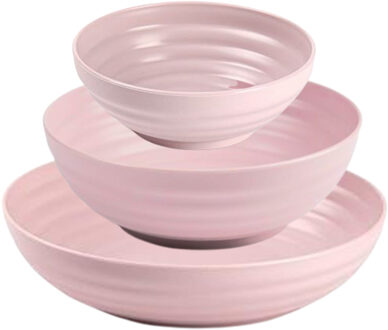 Kommetjes/schaaltjes - 12x stuks - Dessert/ontbijt - Kunststof - Oudroze