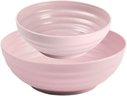 Kommetjes/schaaltjes - 12x stuks - Dessert/ontbijt - Kunststof - Oudroze