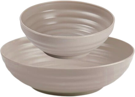Kommetjes/schaaltjes - 12x stuks - Dessert/ontbijt - Kunststof - Taupe