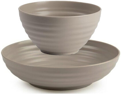 Kommetjes/schaaltjes - 12x stuks - Dessert/ontbijt - Kunststof - Taupe