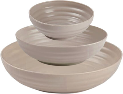 Kommetjes/schaaltjes - 14x stuks - Dessert/ontbijt - Kunststof - Taupe