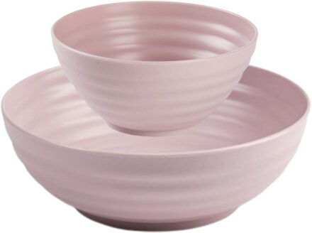 Kommetjes/schaaltjes - 16x stuks - Dessert/ontbijt - Kunststof - Oudroze