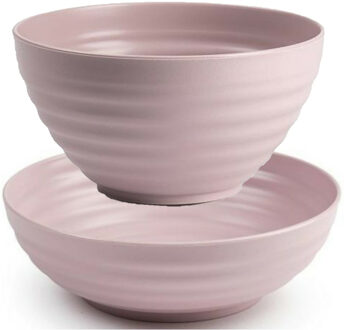 Kommetjes/schaaltjes - 16x stuks - Dessert/ontbijt - Kunststof - Oudroze