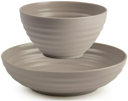 Kommetjes/schaaltjes - 16x stuks - Dessert/ontbijt - Kunststof - Taupe