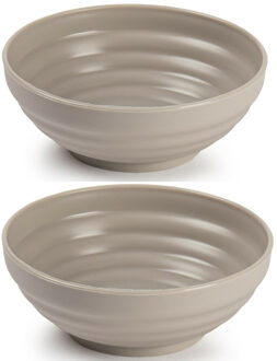 Kommetjes / schaaltjes - 4x - dessert en ontbijt - kunststof - D13x5 cm - taupe beige