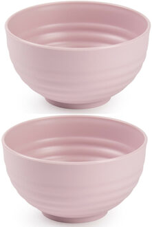 Kommetjes / schaaltjes - 4x - dessert / ontbijt - kunststof - D13 cm - roze